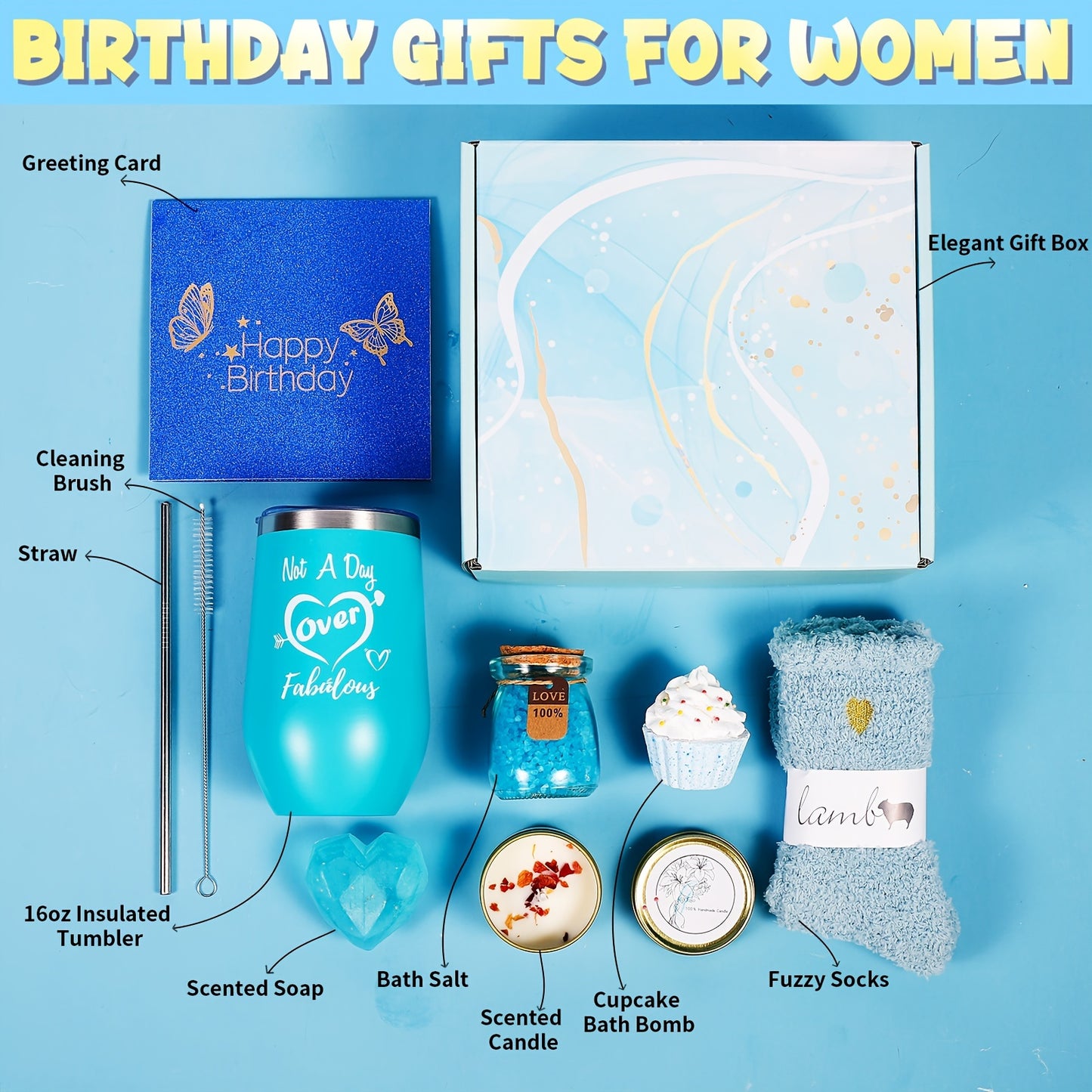 Birthday Gifts for Women, Valentine's Day Gifts: Women Self-Care Basket Rose Relaxing Spa Gift Basket Get Well Soon Gift Luxury Flannel Blanket for Mom, Sister, Wife, Girlfriend - Gifts for Women