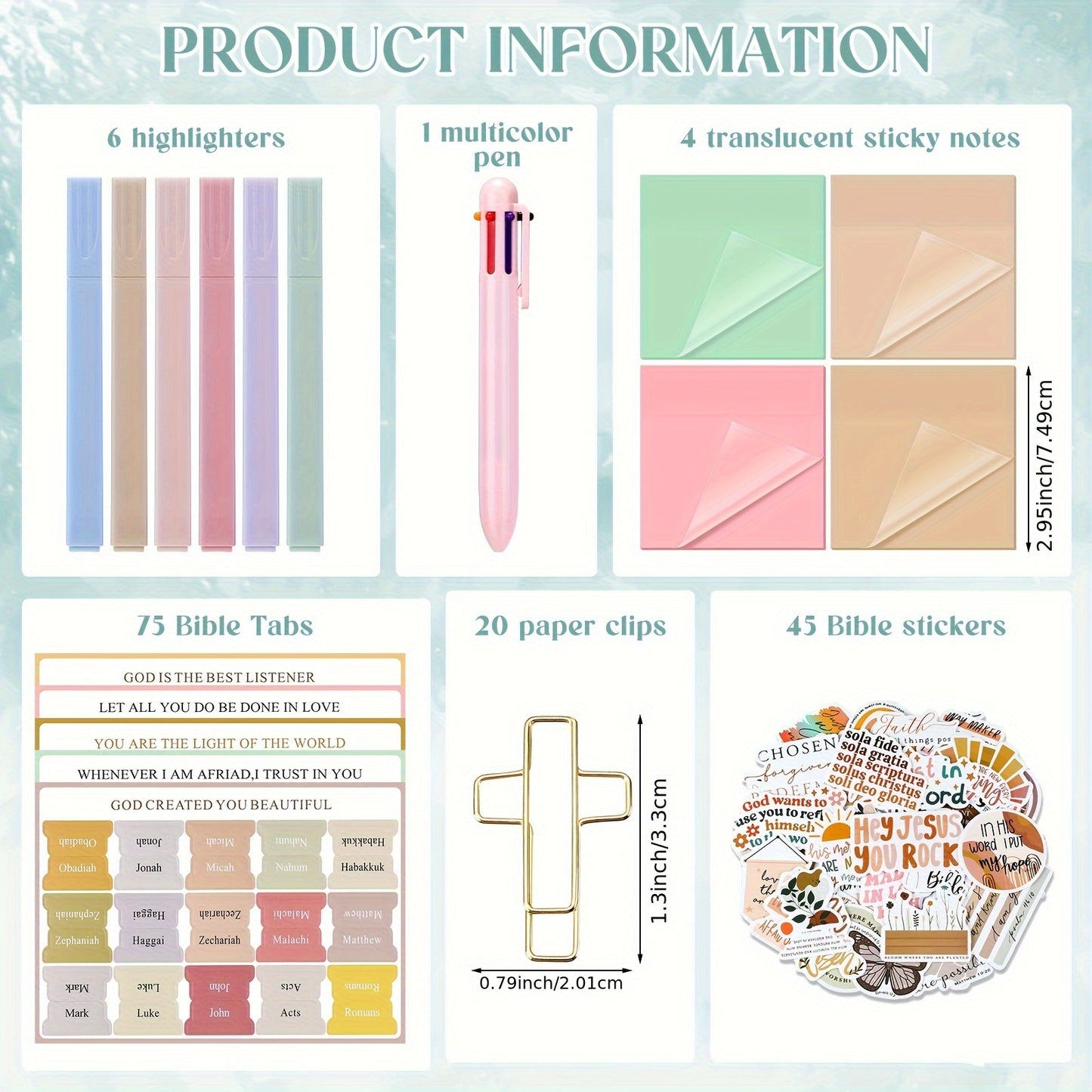 153 Bible Journaling Kit Bible Study Supplies Include Boho Bible Cover 6 Highlighters 1 Colorful Ballpoint Pen 75 Bible Tabs 4 Pads Sticky Notes 45 Bible Stickers 20 Paper Clips Bible Gift