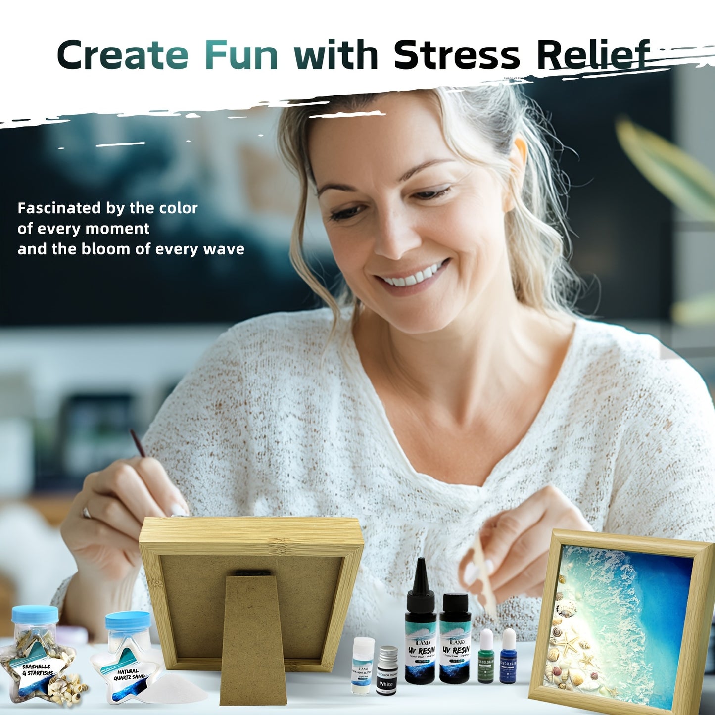 Crafts For Adults Women, Creative UV Resin Craft Kit For Beginners, Crafting Gifts For Women, Beach Lovers And Teens, DIY Projects Of Ocean Diorama Kit, Enjoying Art Therapy And Crafty Charm