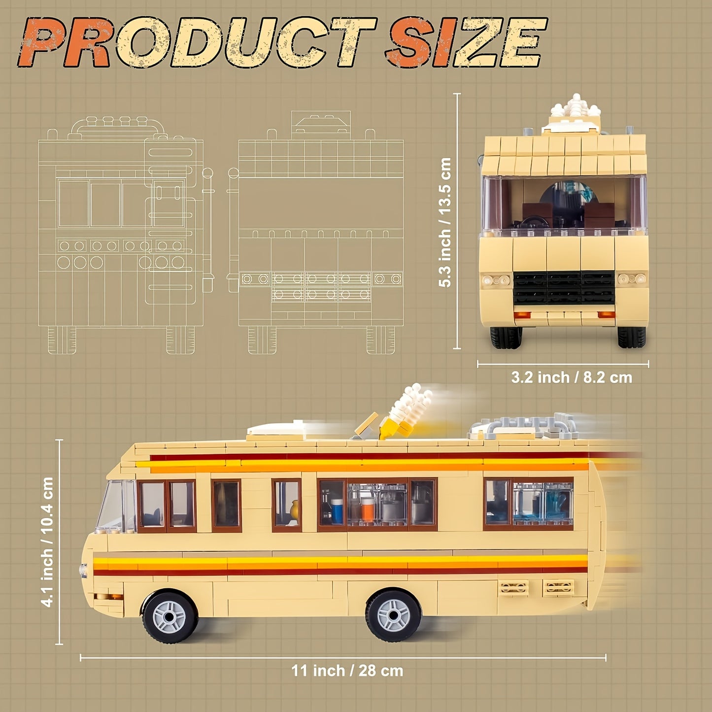 986pcs Bus Building Set, Buildable Bus Building Block Toy And Accessories, Educational DIY RV Toy, Birthday Gift Christmas Halloween Gift