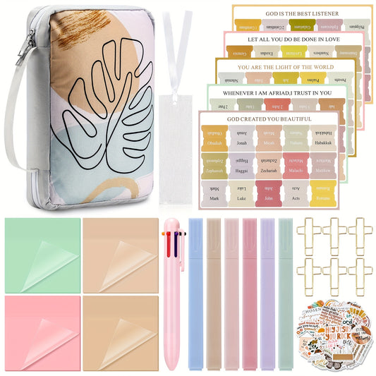 153 Bible Journaling Kit Bible Study Supplies Include Boho Bible Cover 6 Highlighters 1 Colorful Ballpoint Pen 75 Bible Tabs 4 Pads Sticky Notes 45 Bible Stickers 20 Paper Clips Bible Gift