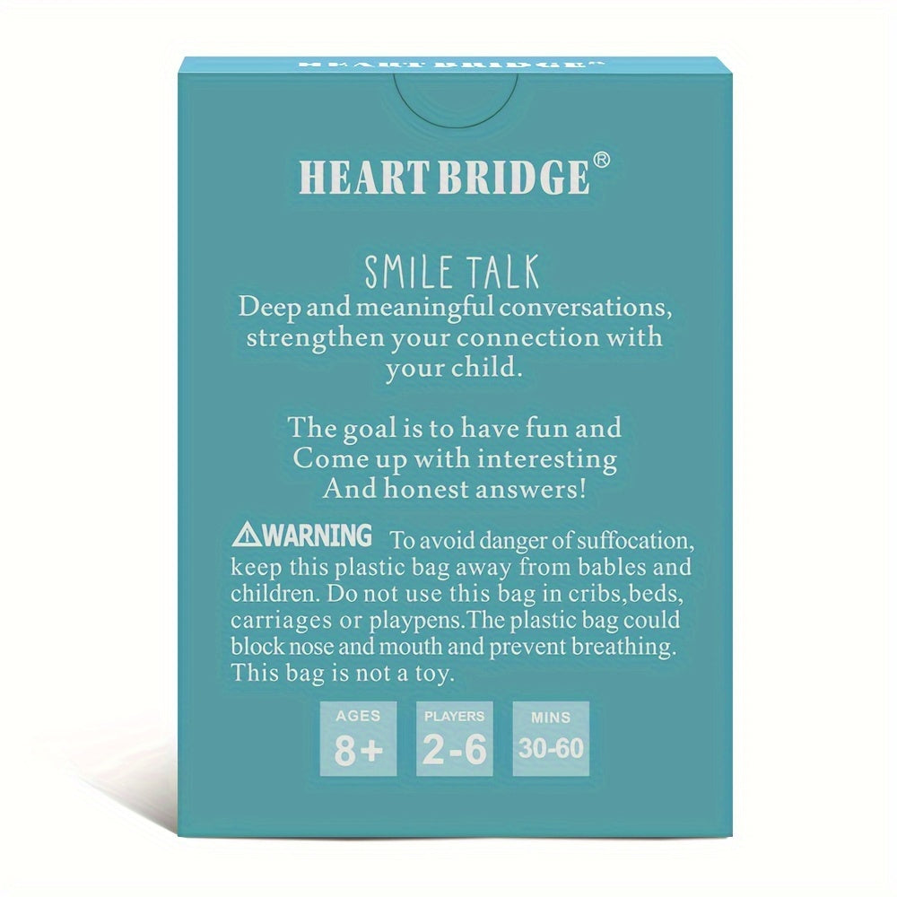 Heart Bridge Smile Talk Card Game - Meaningful Family Conversation & Creative Thinking, Perfect For Parties & Holidays, Ages 8-12