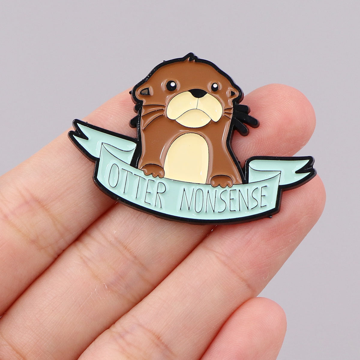 1pc Cute Otter Enamel Pin For Men, Cartoon Badges For Backpack Hat Clothes