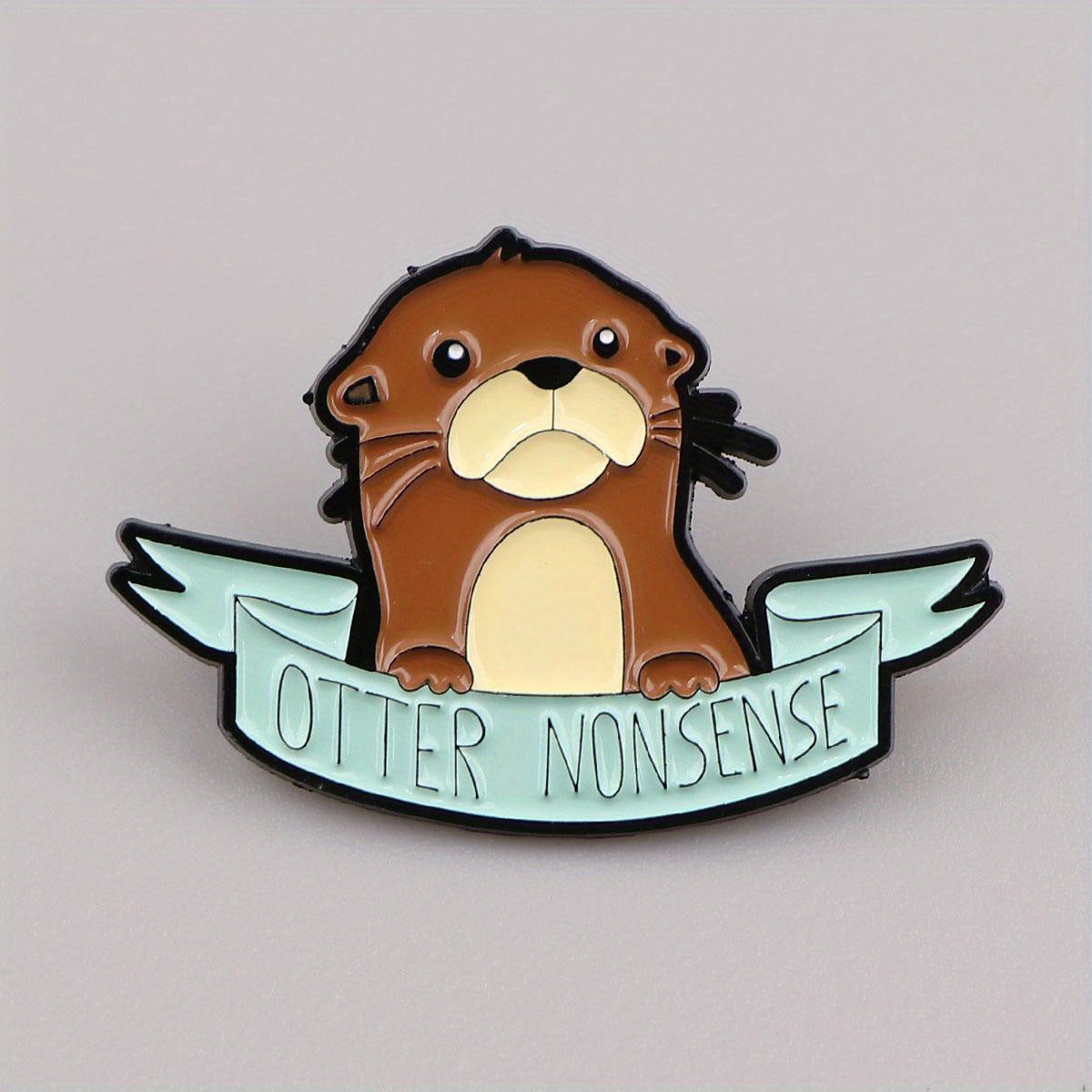 1pc Cute Otter Enamel Pin For Men, Cartoon Badges For Backpack Hat Clothes