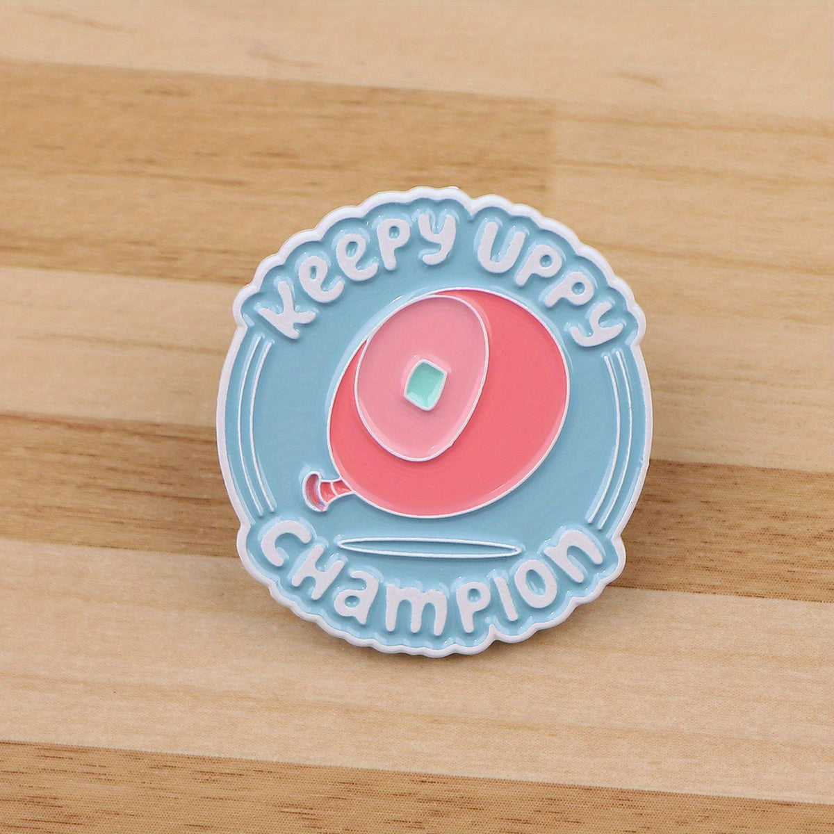 Alloy Enamel Keepy Uppy Champion Badge - Vintage Style Cartoon Lapel Pin, Irregular Shape, Fashion Accessory for Backpacks, Briefcases, and Clothing, Collectible Brooch - 1 pc