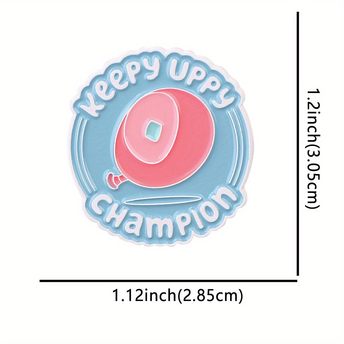 Alloy Enamel Keepy Uppy Champion Badge - Vintage Style Cartoon Lapel Pin, Irregular Shape, Fashion Accessory for Backpacks, Briefcases, and Clothing, Collectible Brooch - 1 pc