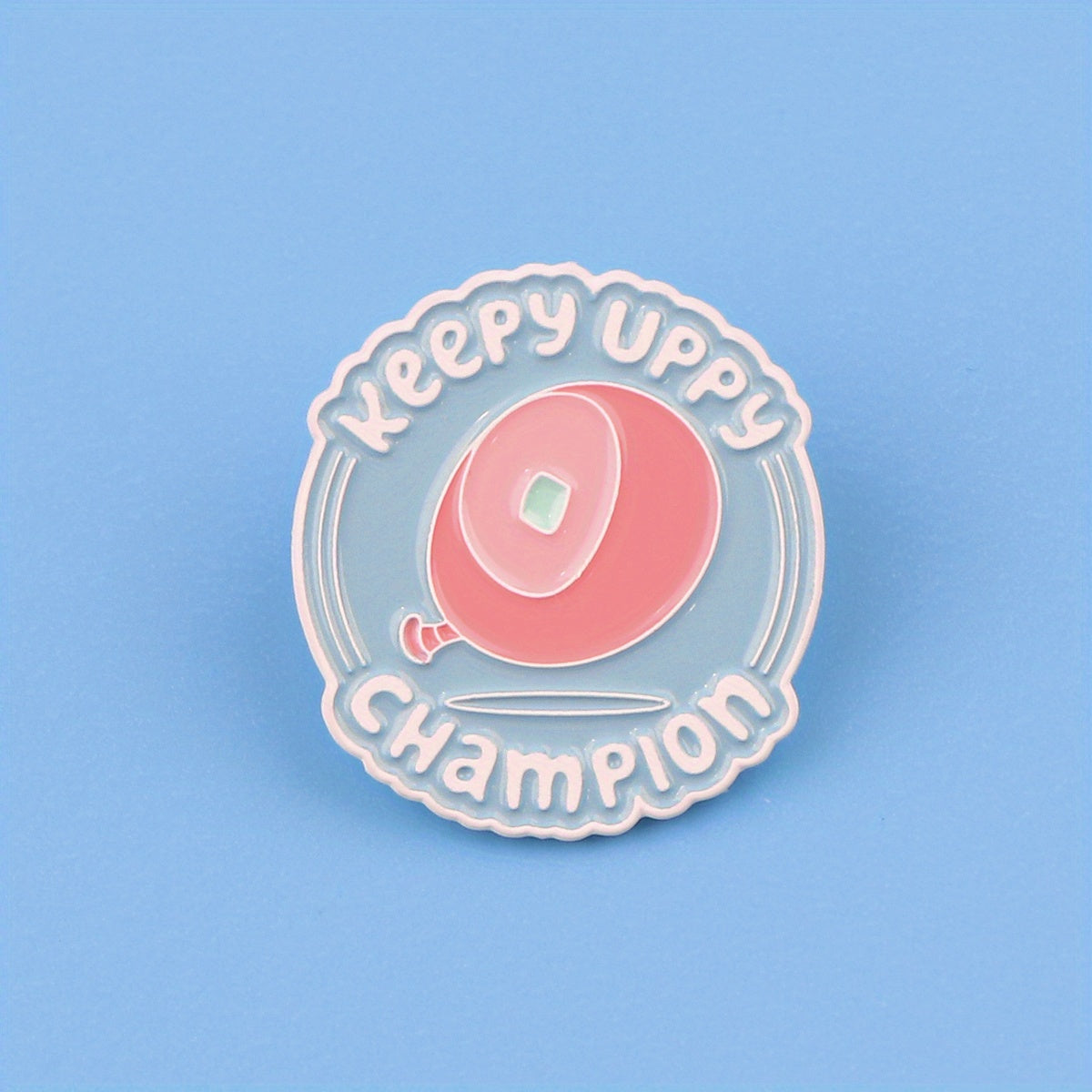 Alloy Enamel Keepy Uppy Champion Badge - Vintage Style Cartoon Lapel Pin, Irregular Shape, Fashion Accessory for Backpacks, Briefcases, and Clothing, Collectible Brooch - 1 pc