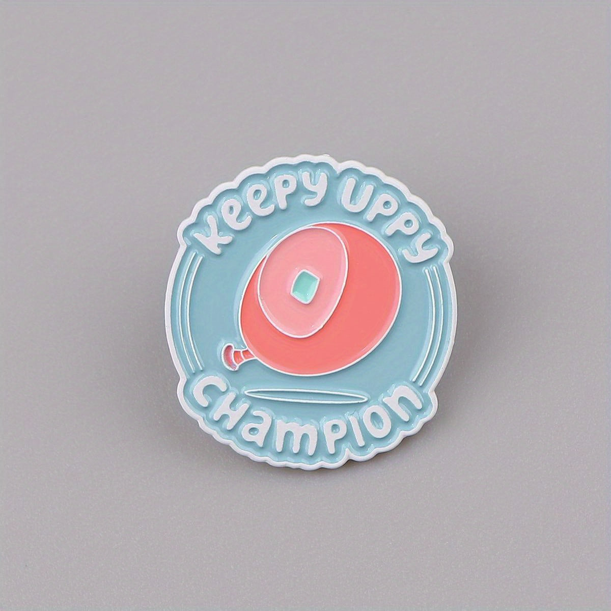 Alloy Enamel Keepy Uppy Champion Badge - Vintage Style Cartoon Lapel Pin, Irregular Shape, Fashion Accessory for Backpacks, Briefcases, and Clothing, Collectible Brooch - 1 pc