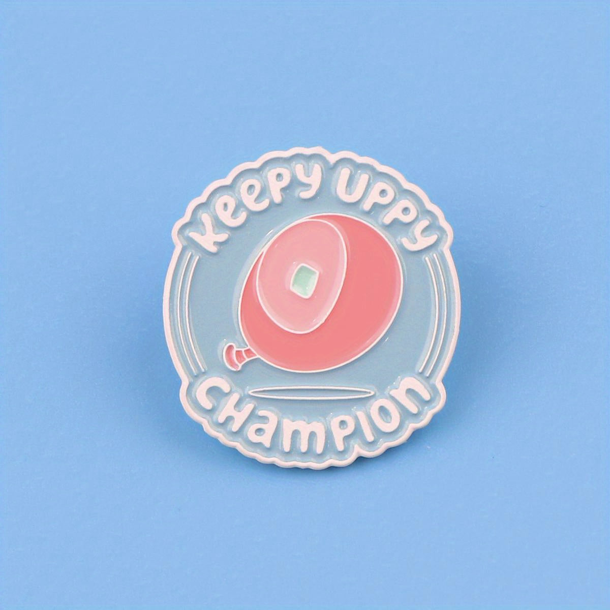 Alloy Enamel Keepy Uppy Champion Badge - Vintage Style Cartoon Lapel Pin, Irregular Shape, Fashion Accessory for Backpacks, Briefcases, and Clothing, Collectible Brooch - 1 pc