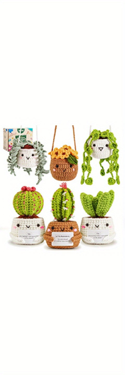 Crochet Kit | Crochet Kit for Beginners | Emotional Support Succulent Crochet & Knitting Kit with Step by Step Video Lessons | 6 PC Succulent Crochet Kit with Crochet Accessories