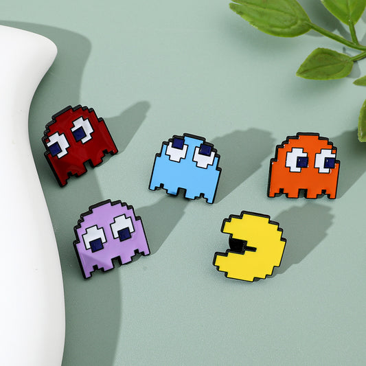 5pcs Adorable Cartoon Pixel Beans Enamel Pin Badges - Colorful Zinc Alloy Brooches with Cute Designs - Perfect Daily Accessories for Backpacks, Clothing, and Gifts for Friends