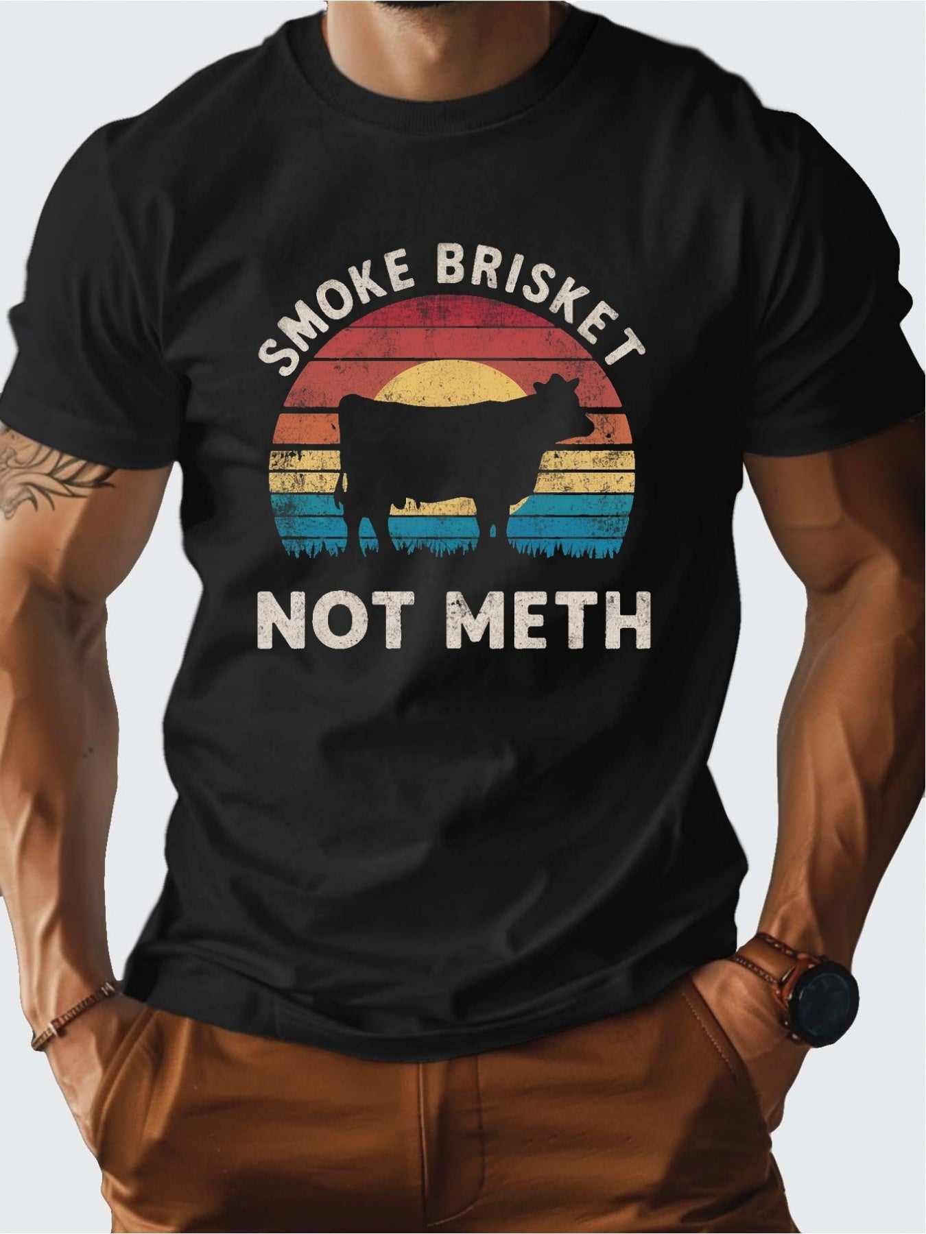 Smoke Brisket Not Meth Men's Cotton T-shirt, Comfortable Fit