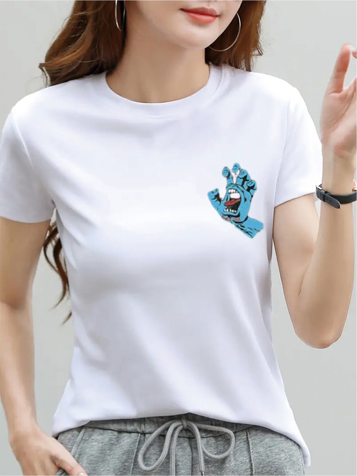 Screaming Hand Skate Tees Fashion Casual T-shirt for Women Graphic Tees Funny Graphic Tees for Women Women T-shirts Summer Tops Valentines Gift