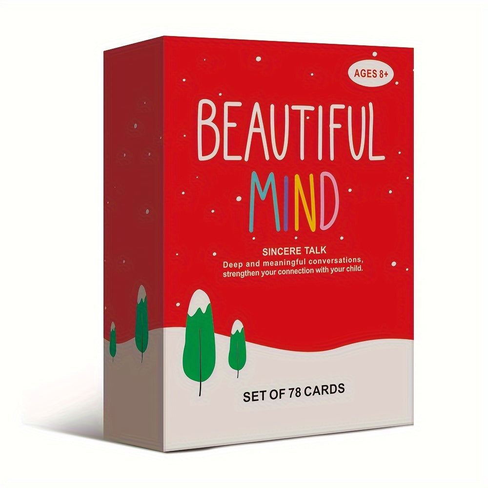 Beautiful Mind Sincere Talk Conversation Card Game - 78-Card Deck for Meaningful Parent-Child Discussion, Card Stock Material, Ideal for Age 8 to 12 - Educational Family Party Game, Perfect Gift for Holidays