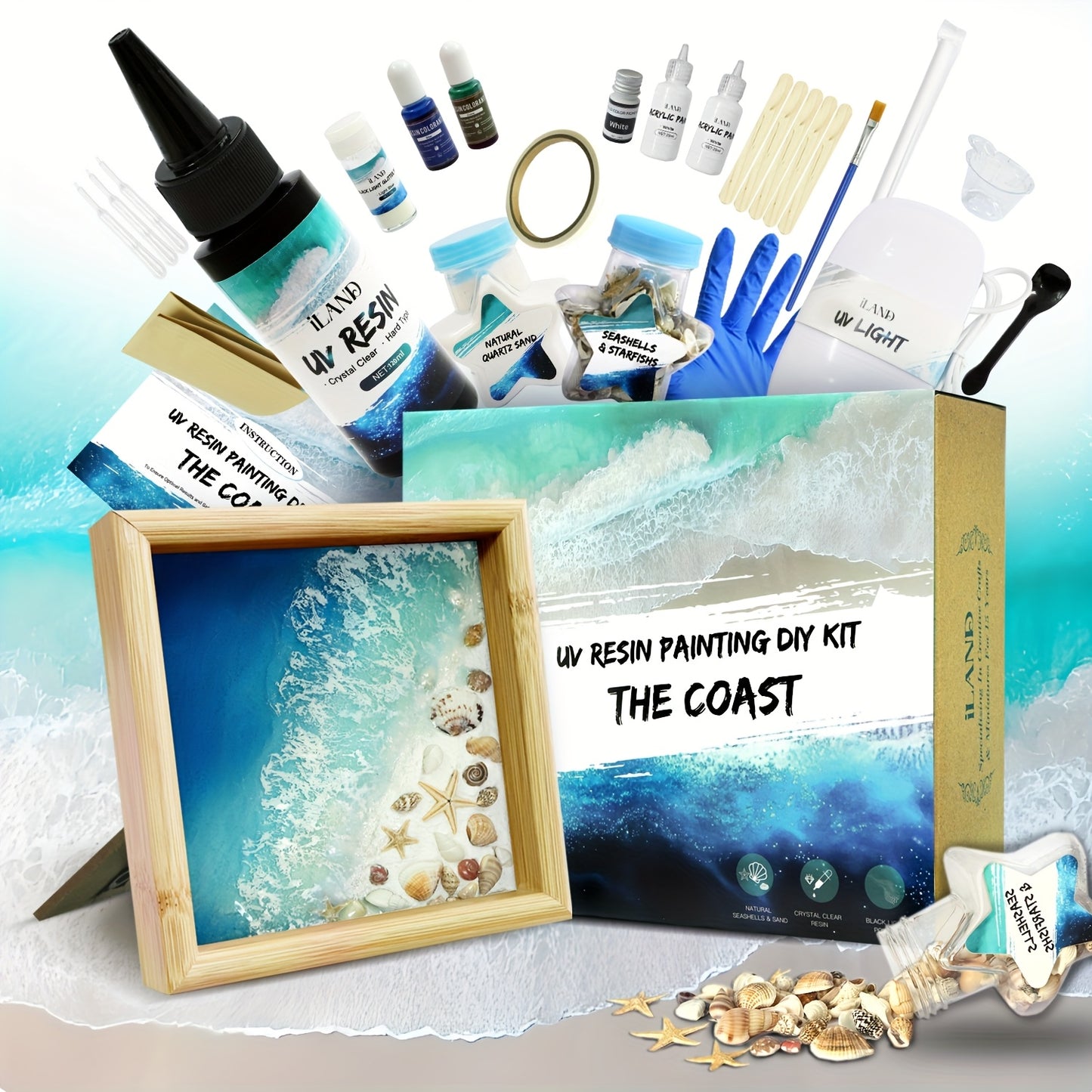 Crafts For Adults Women, Creative UV Resin Craft Kit For Beginners, Crafting Gifts For Women, Beach Lovers And Teens, DIY Projects Of Ocean Diorama Kit, Enjoying Art Therapy And Crafty Charm