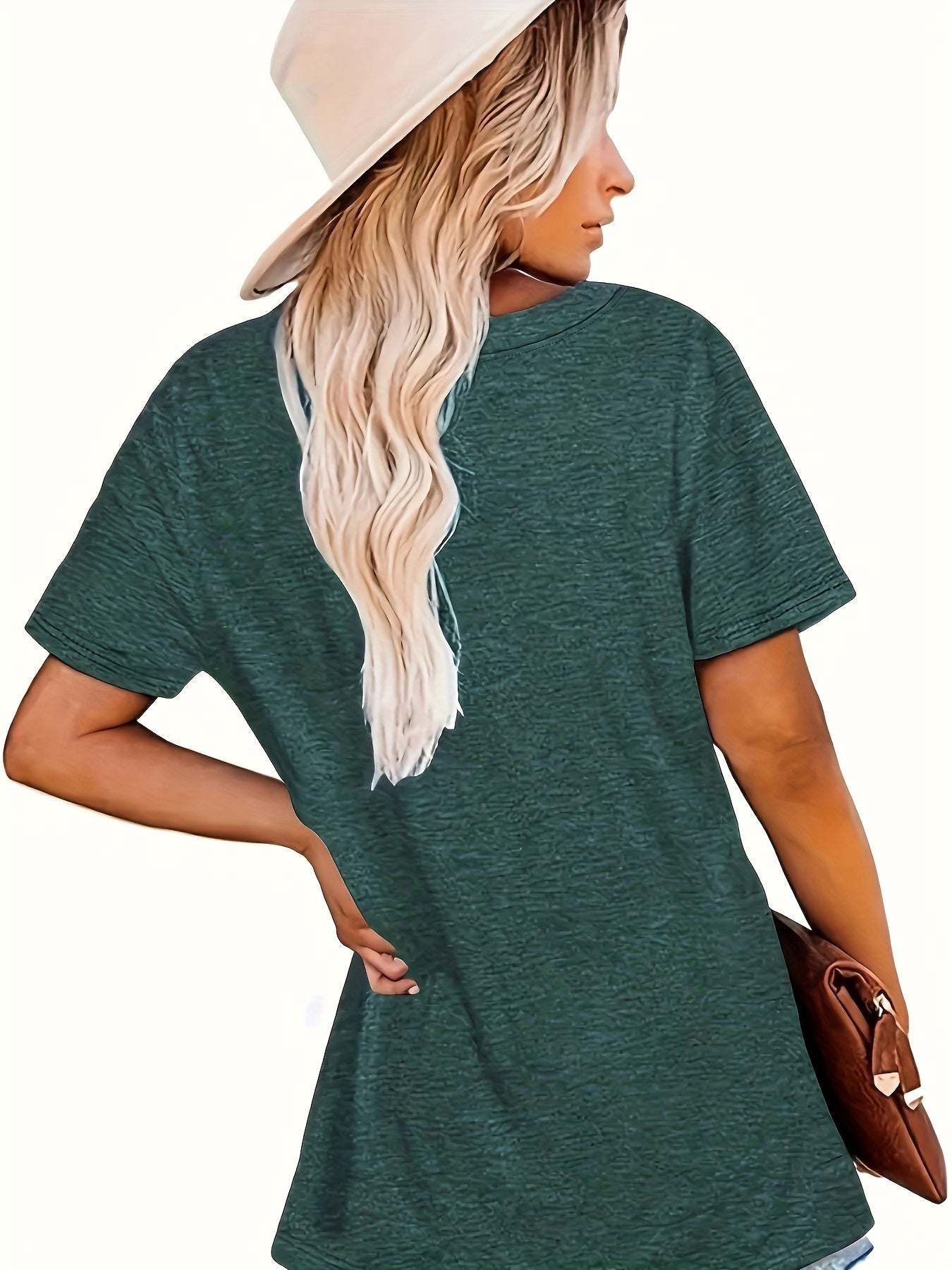 Letter Print Short Sleeve T-shirt, Casual Crew Neck Top For Spring & Summer, Women's Clothing