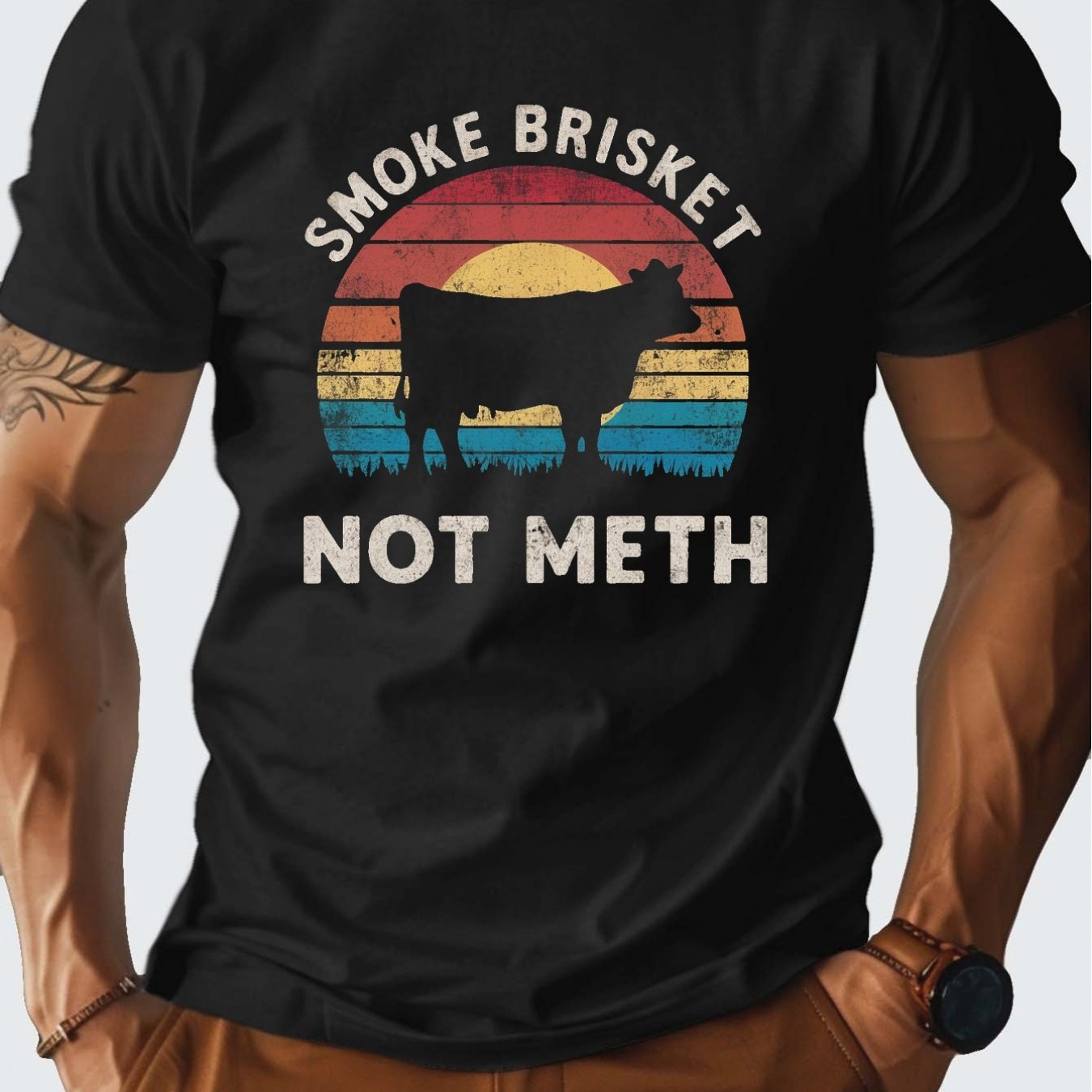 Smoke Brisket Not Meth Men's Cotton T-shirt, Comfortable Fit