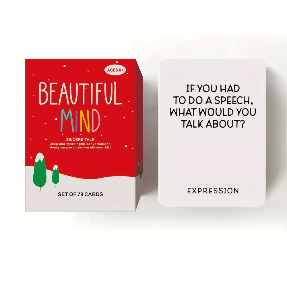 Beautiful Mind Sincere Talk Conversation Card Game - 78-Card Deck for Meaningful Parent-Child Discussion, Card Stock Material, Ideal for Age 8 to 12 - Educational Family Party Game, Perfect Gift for Holidays