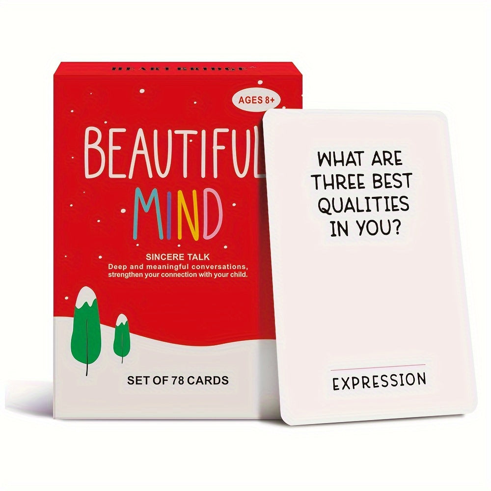 Beautiful Mind Sincere Talk Conversation Card Game - 78-Card Deck for Meaningful Parent-Child Discussion, Card Stock Material, Ideal for Age 8 to 12 - Educational Family Party Game, Perfect Gift for Holidays