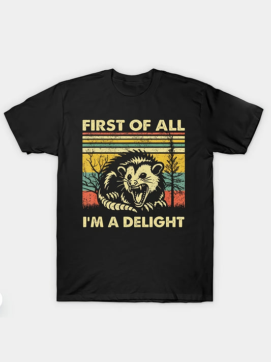 Men's Front Print T-shirt First Of All I'm Delight 100% Cotton Funny Graphic Tee Summer Casual Tee Streetwear Top