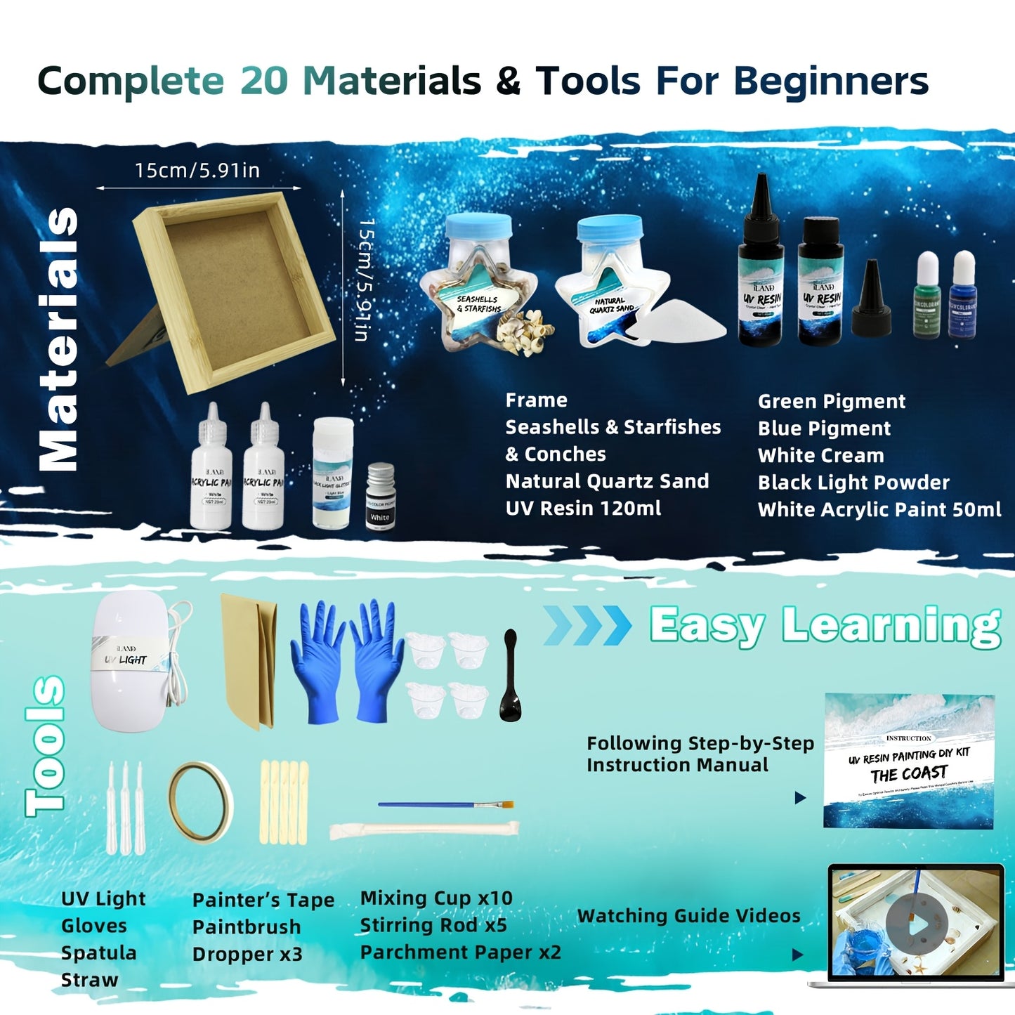 Crafts For Adults Women, Creative UV Resin Craft Kit For Beginners, Crafting Gifts For Women, Beach Lovers And Teens, DIY Projects Of Ocean Diorama Kit, Enjoying Art Therapy And Crafty Charm