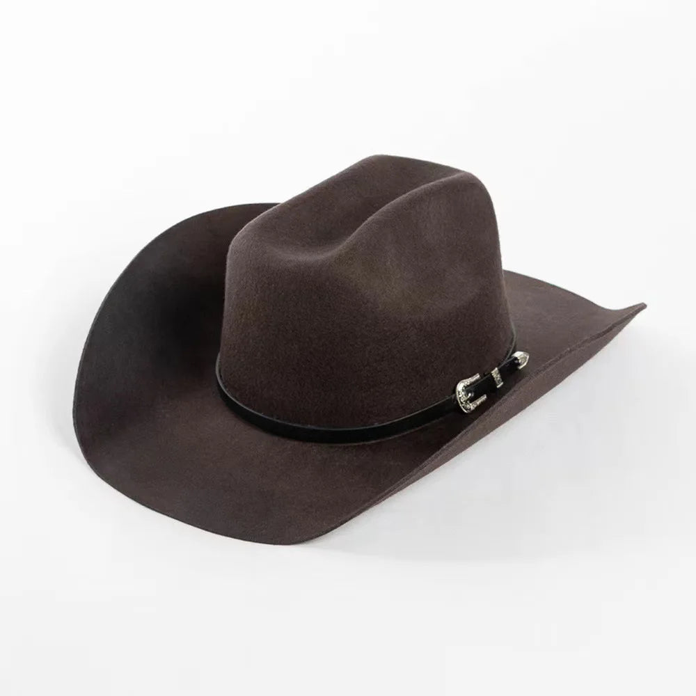 Cowboyhat autumn and winter new wool felt cowboy hat jazz hat European and American fashion casual curling cowboy hat