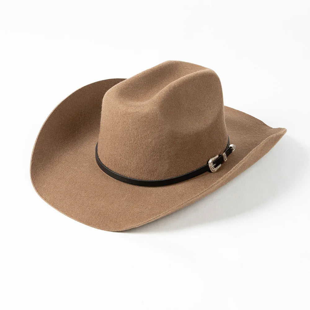 Cowboyhat autumn and winter new wool felt cowboy hat jazz hat European and American fashion casual curling cowboy hat