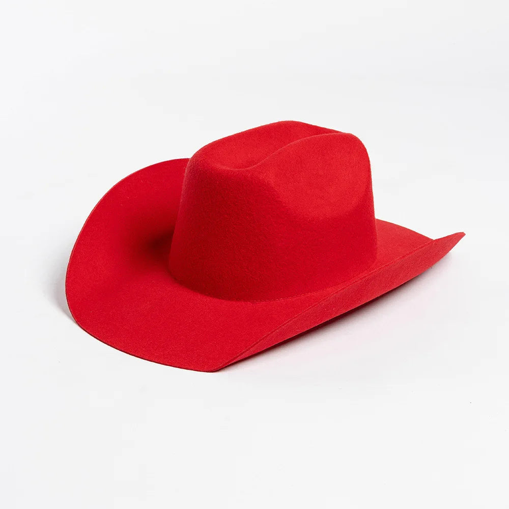 Cowboyhat autumn and winter new wool felt cowboy hat jazz hat European and American fashion casual curling cowboy hat