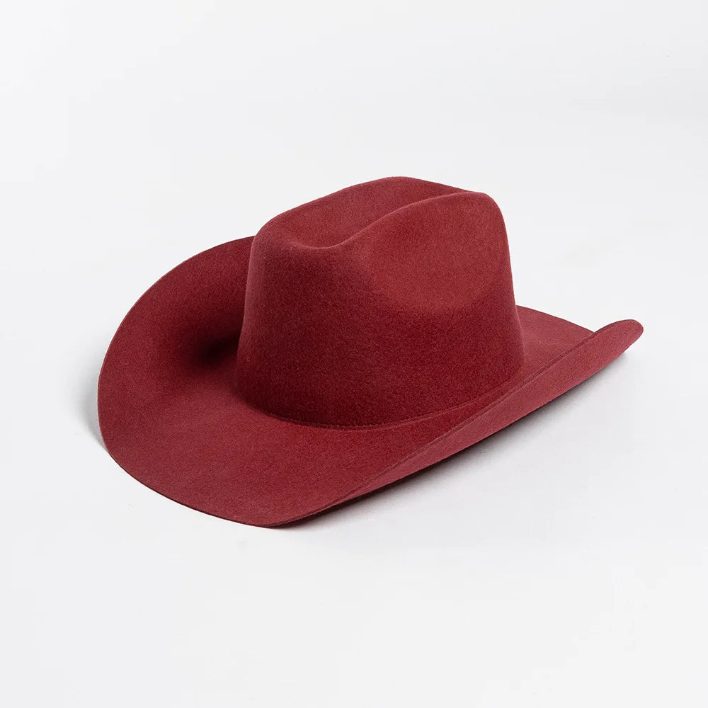 Cowboyhat autumn and winter new wool felt cowboy hat jazz hat European and American fashion casual curling cowboy hat