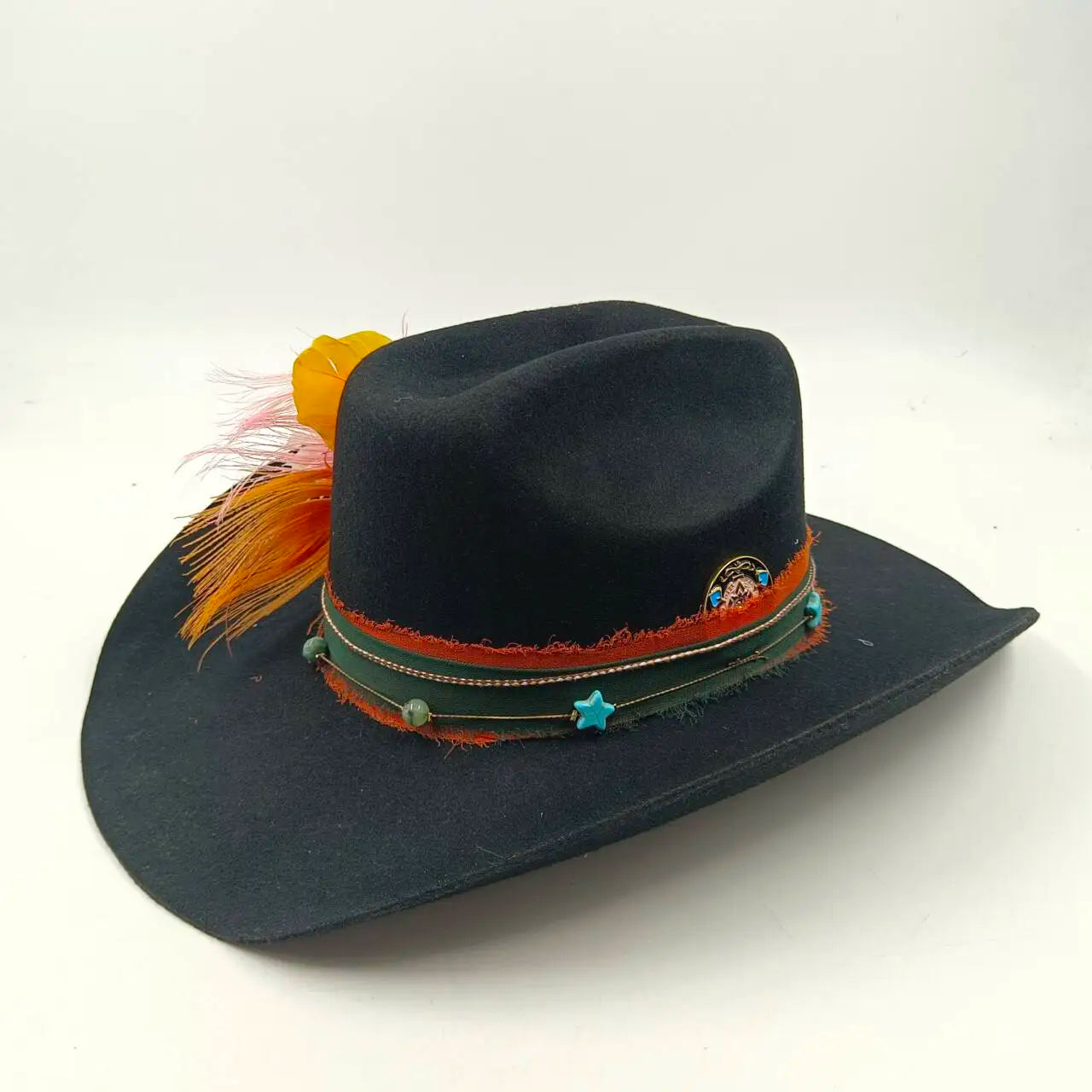 Cowboyhat autumn and winter new wool felt cowboy hat jazz hat European and American fashion casual curling cowboy hat