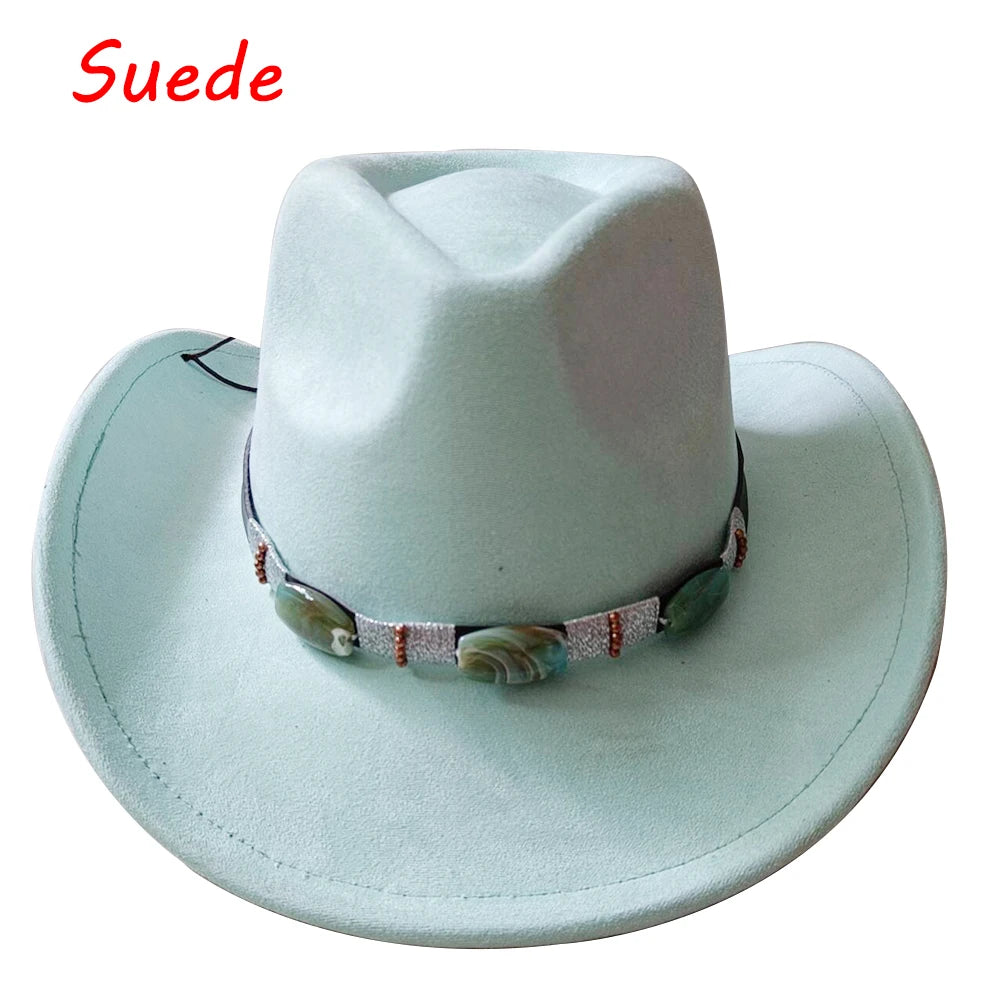 Cowboyhat autumn and winter new wool felt cowboy hat jazz hat European and American fashion casual curling cowboy hat