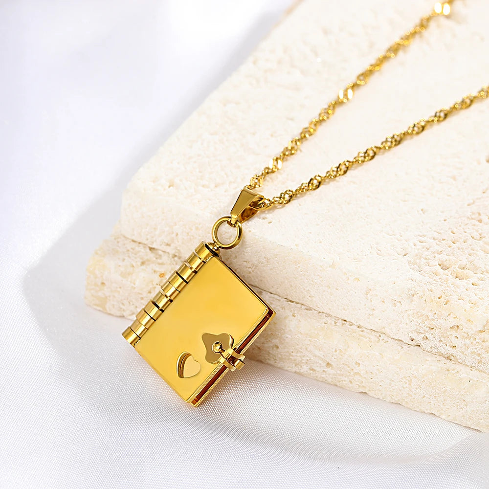 Envelope Locket Necklace Chain Necklaces Engraved Love Letter Hidden Message Charm Locket Necklace Friendship Lover Jewelry Gift