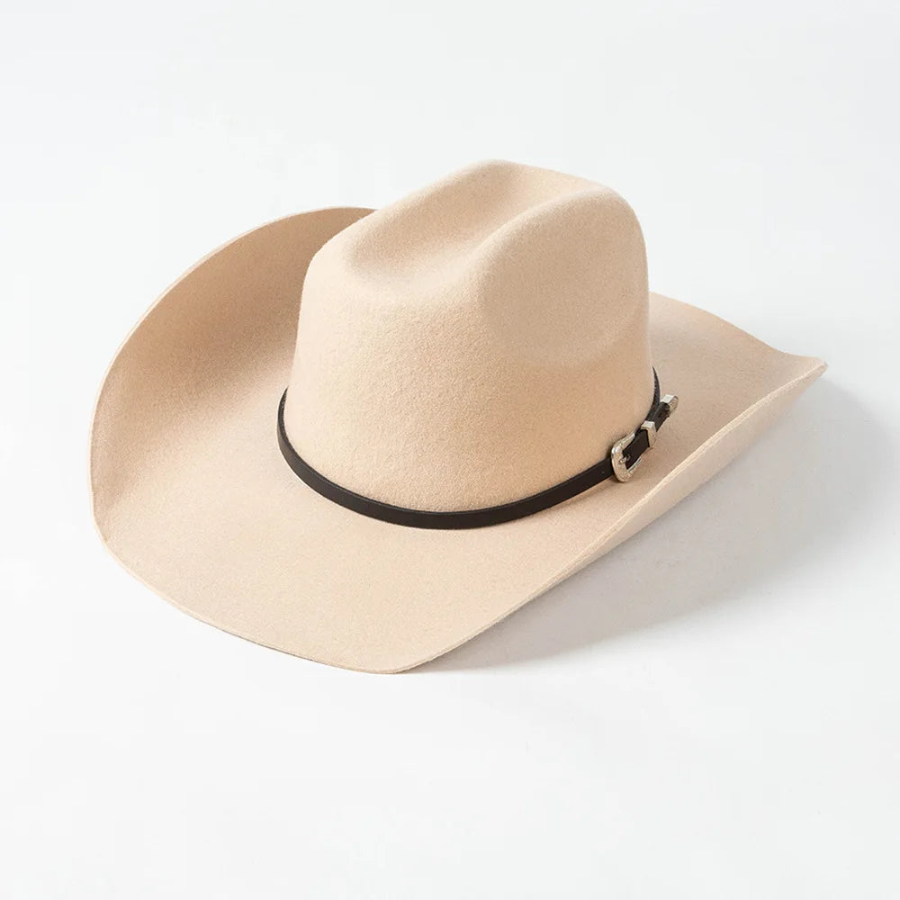 Cowboyhat autumn and winter new wool felt cowboy hat jazz hat European and American fashion casual curling cowboy hat