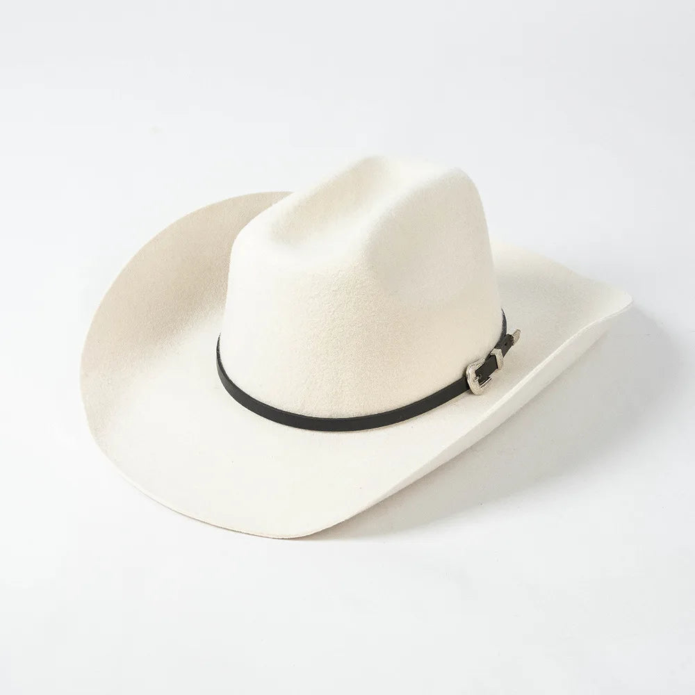 Cowboyhat autumn and winter new wool felt cowboy hat jazz hat European and American fashion casual curling cowboy hat