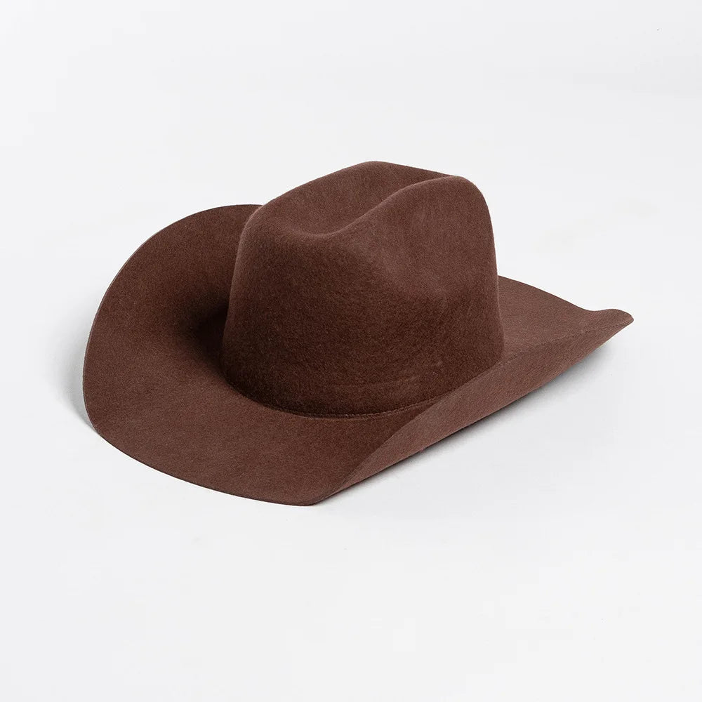 Cowboyhat autumn and winter new wool felt cowboy hat jazz hat European and American fashion casual curling cowboy hat