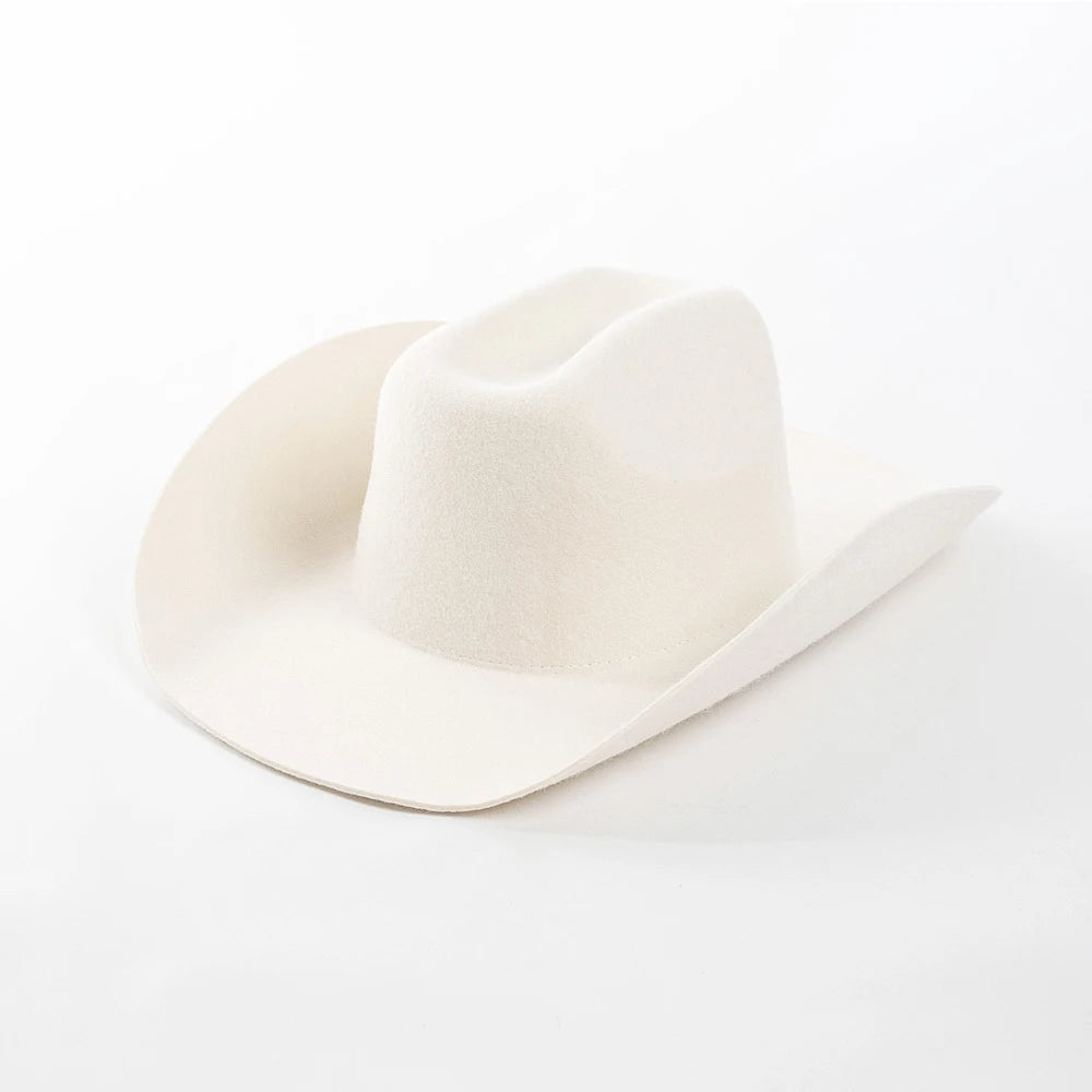 Cowboyhat autumn and winter new wool felt cowboy hat jazz hat European and American fashion casual curling cowboy hat