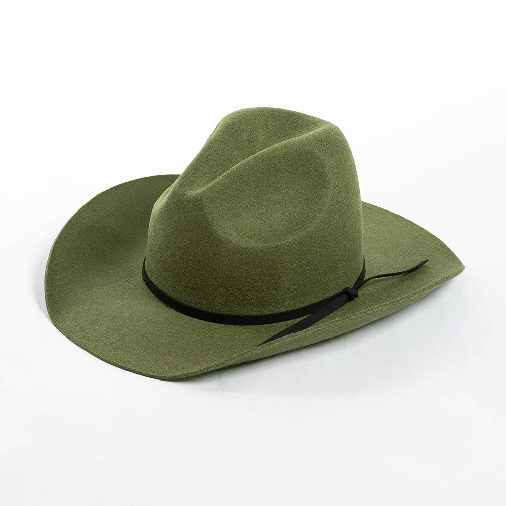 Cowboyhat autumn and winter new wool felt cowboy hat jazz hat European and American fashion casual curling cowboy hat