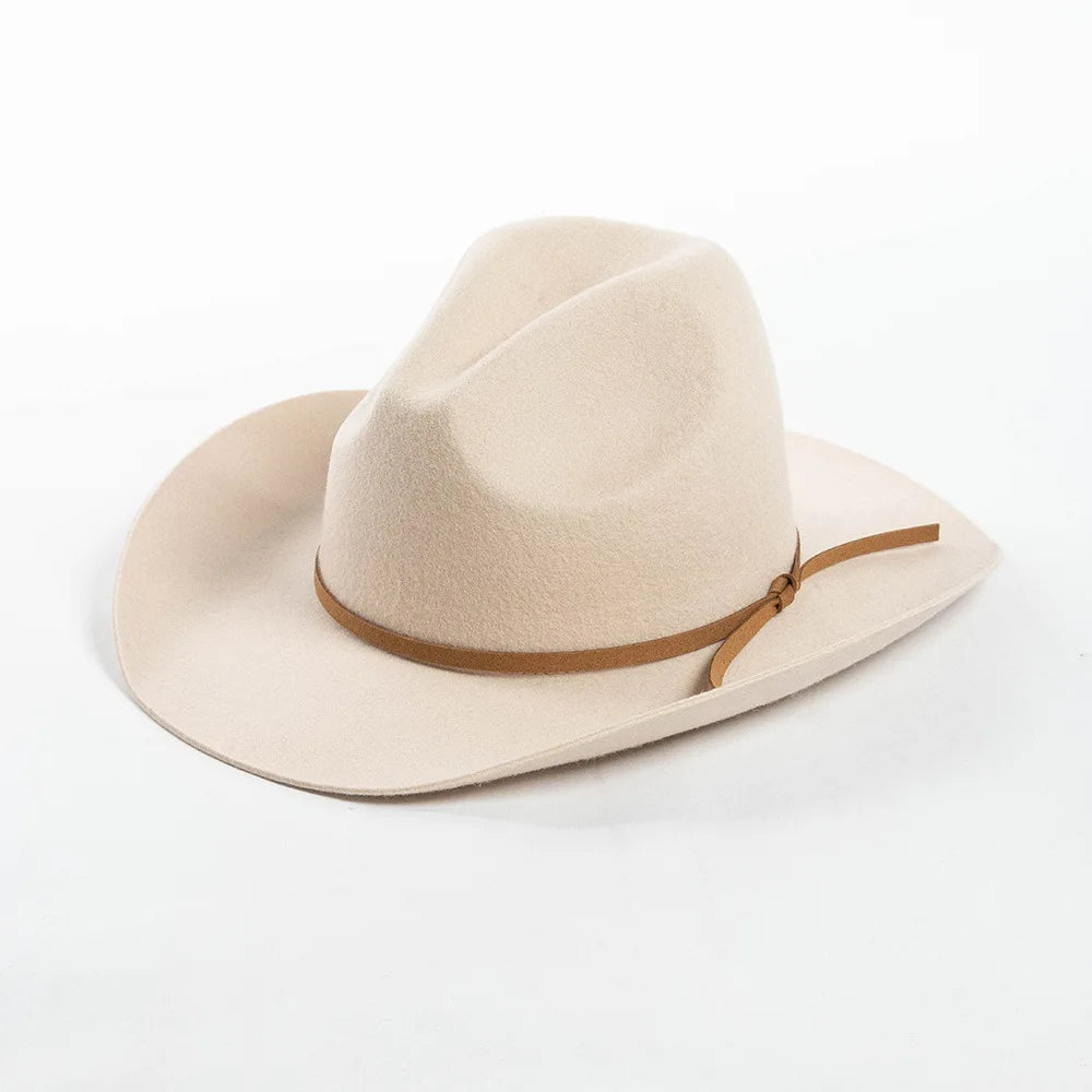 Cowboyhat autumn and winter new wool felt cowboy hat jazz hat European and American fashion casual curling cowboy hat