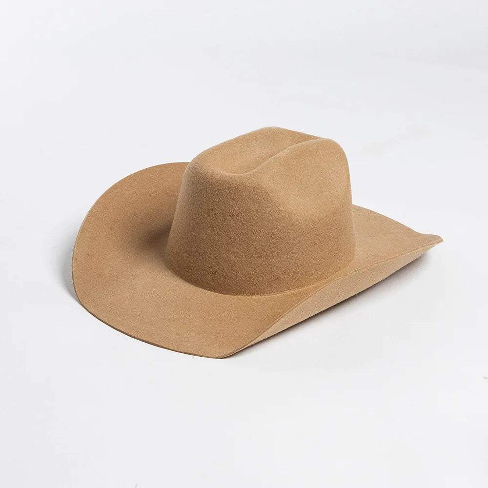 Cowboyhat autumn and winter new wool felt cowboy hat jazz hat European and American fashion casual curling cowboy hat