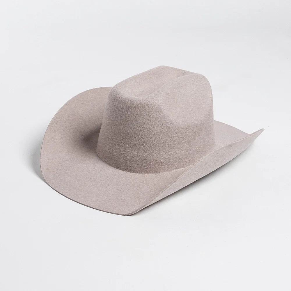 Cowboyhat autumn and winter new wool felt cowboy hat jazz hat European and American fashion casual curling cowboy hat