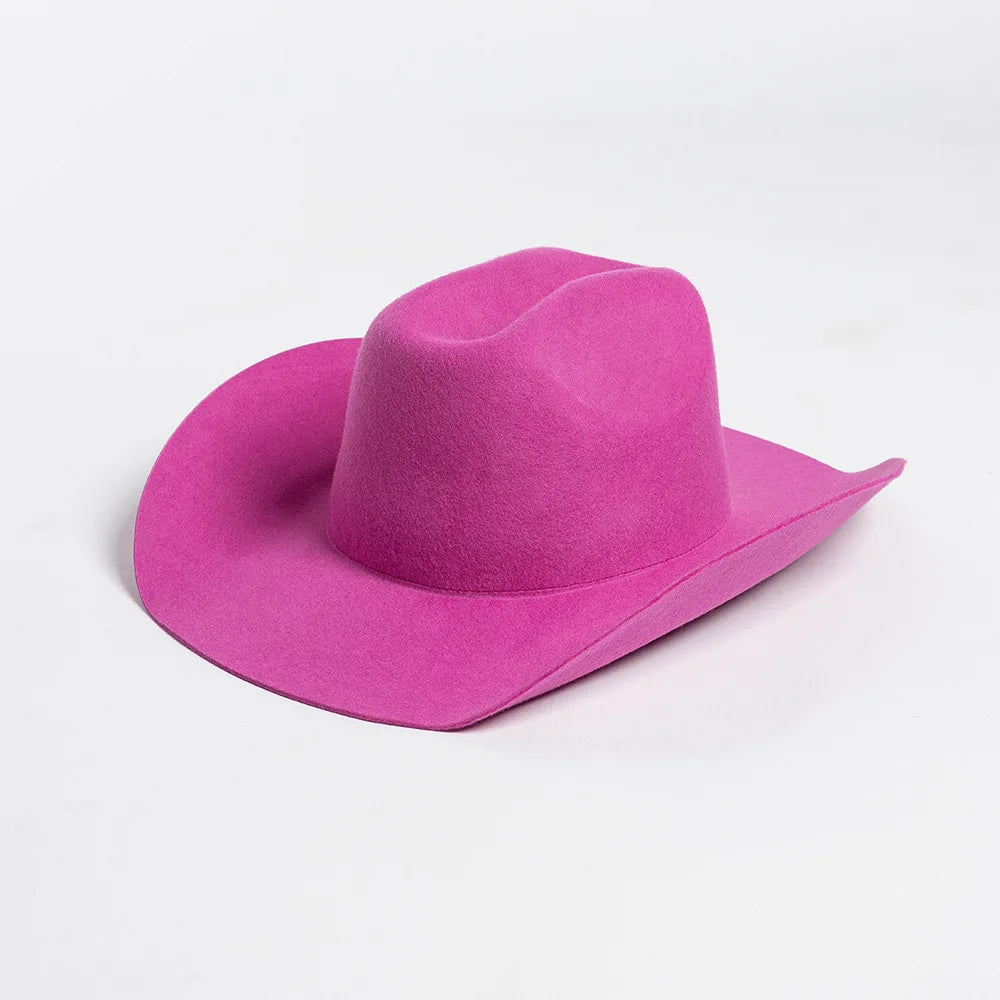 Cowboyhat autumn and winter new wool felt cowboy hat jazz hat European and American fashion casual curling cowboy hat