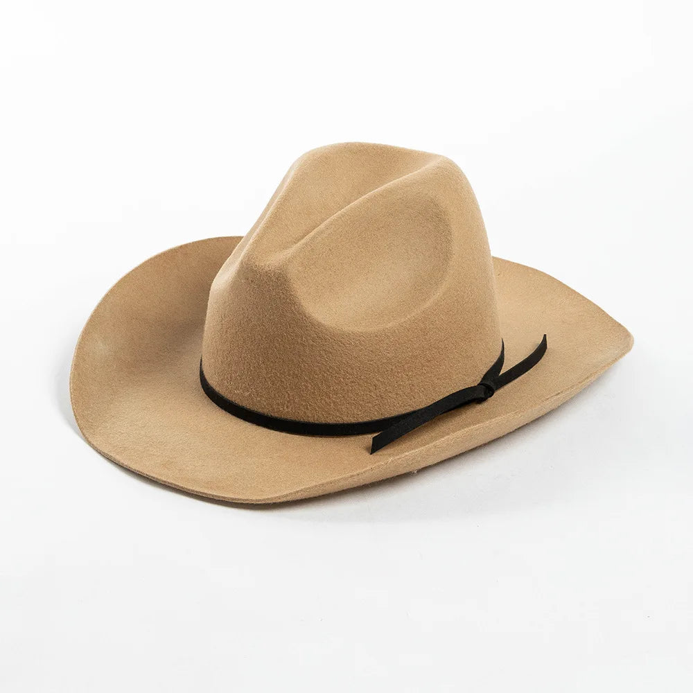 Cowboyhat autumn and winter new wool felt cowboy hat jazz hat European and American fashion casual curling cowboy hat