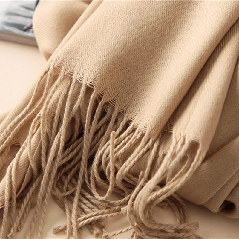 Autumn Winter Women Cashmere Scarf Luxury Brand Female Warm Shawls Wraps 2021 Pashmina Solid Men Long Tassels Scarves Foulard