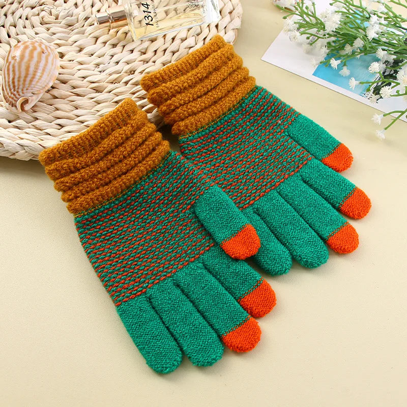 Women's Cashmere Knitted Winter Gloves Cashmere Knitted Women Autumn Winter Warm Thick Gloves Touch Screen Skiing Gloves