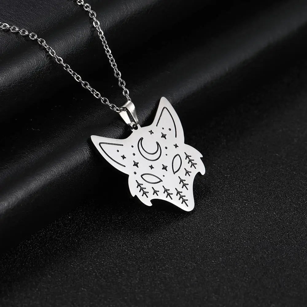 Stainless Steel Animal Pendant Necklace Rabbit Bear Eagle Dog Fox Wolf Scenery Moon Sun Tree Chain Necklaces Jewelry for Women