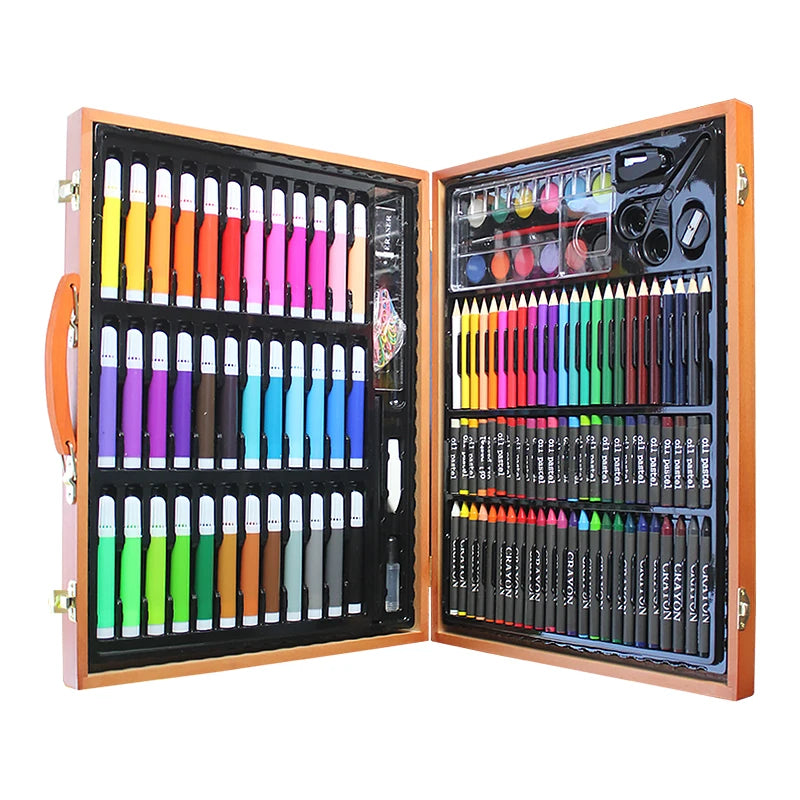 Art Painting Set 145/150/168/208 PCS Water Color Pen Crayon Oil Pastel Colored Pencil Drawing Stationery Gift Kit For Children