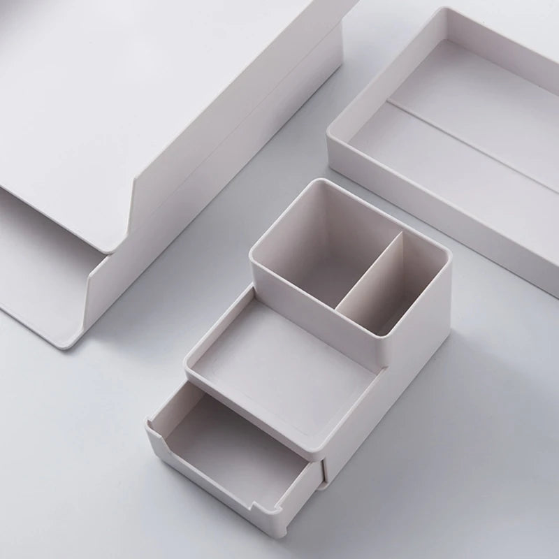 A4 Paper Organizer Document Case Plastic Office Table Desk Storage Superposition Filling File Box Holder School Supplies