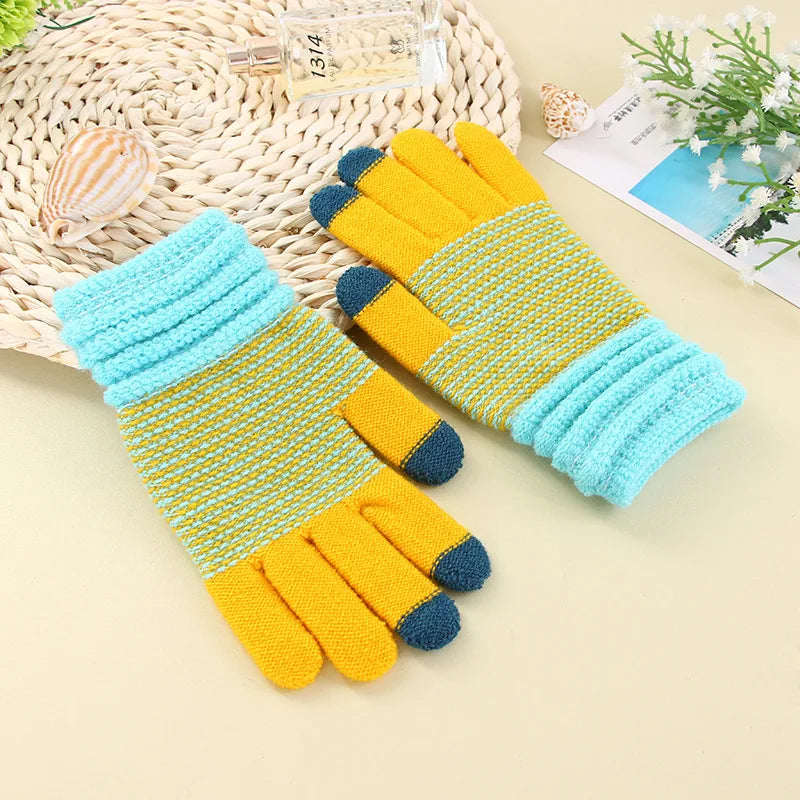 Women's Cashmere Knitted Winter Gloves Cashmere Knitted Women Autumn Winter Warm Thick Gloves Touch Screen Skiing Gloves