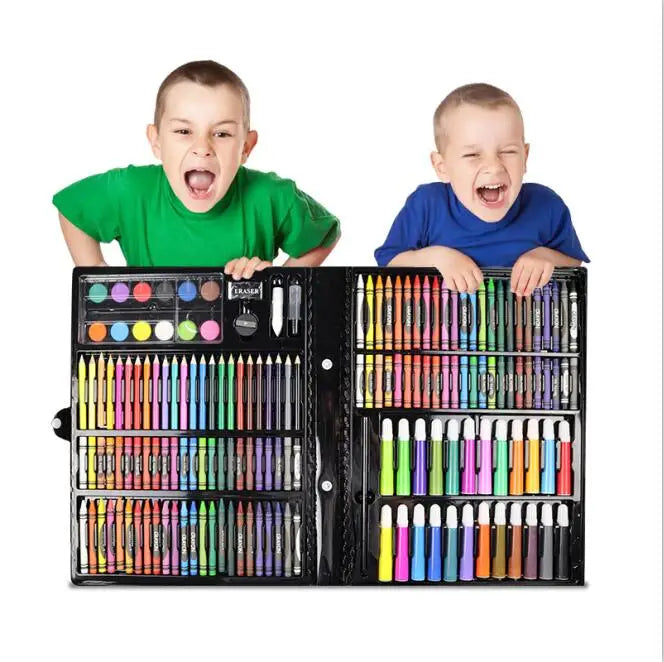 Art Painting Set 145/150/168/208 PCS Water Color Pen Crayon Oil Pastel Colored Pencil Drawing Stationery Gift Kit For Children