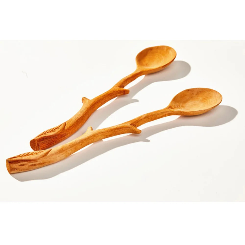 Creative Japanese Style Beech Spoons Branch Shape Long Handle Scoop Coffee Stirring Spoon Soup Spoon Tableware